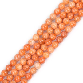 GEM-Inside - abalorio redondas de calcspo de color naranja natural de grado AA de 8 mm, piedras semipreciosas de piedra preciosa para pulsera, collar, joyería, hebra de 15 pulgadas
