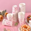 Elyxio 100Pcs Floral Paper Cups Pink Flowers Paper Cups 9oz