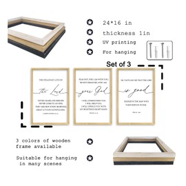 Bible Verses Set of 3 Wall Decor 24"x16" The Lord Your God Is Good Bedroom Prayer Religious Quotes Wood Framed Art Inspirational Christian Scripture Wall Hanging Decoration (Black)