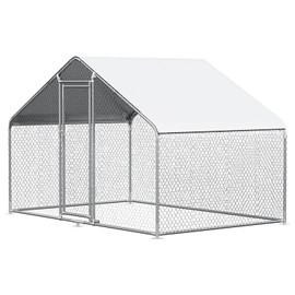 CHIKENCOOP Chicken Coop Large Metal Chicken Run for 6/10 Chickens Poultry Cage with Waterproof Cover for Duck Walk-in Chicken Pen for Yard