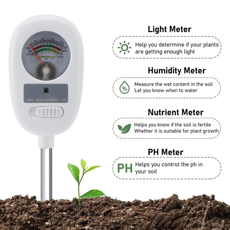 Soil Meter 4 in 1 High Accuracy PH Light Fertility