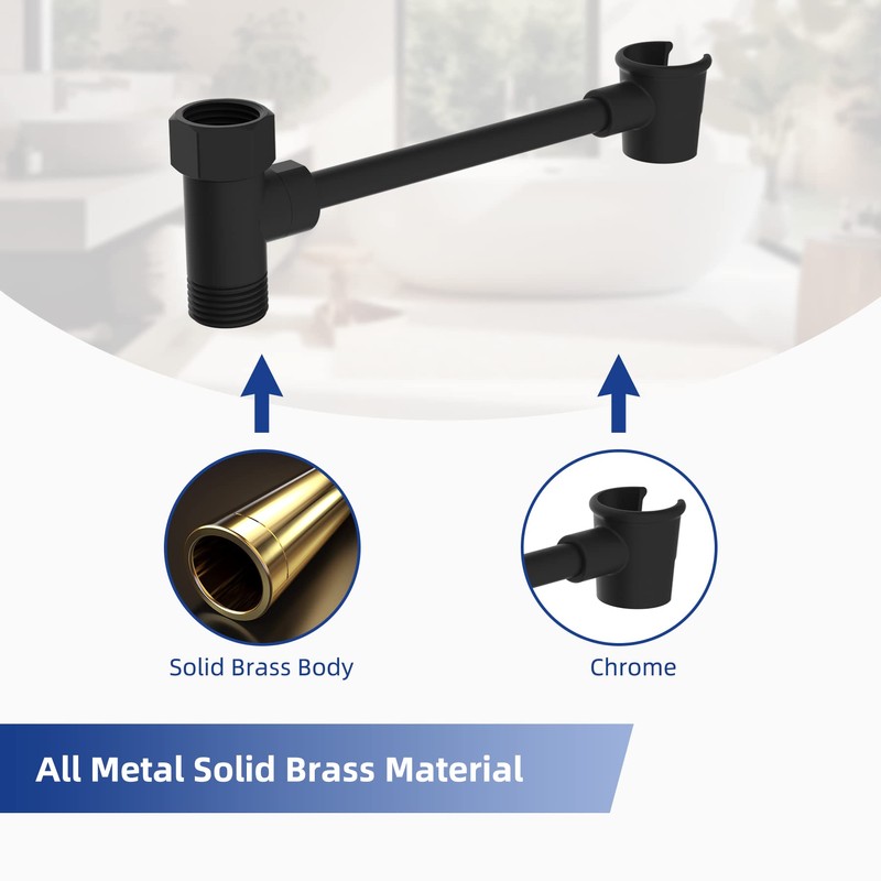 Hibbent All Metal Shower Head Holder - Solid Brass Adjustable