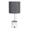 Simple Designs LT1085-GOW White Hammered Metal Organizer Table Lamp with