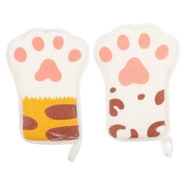 CHILDWEET 2pcs Paw Bath Cotton Cartoon Towel Sponge Natural Sponge for Bathing Shower Mitten Mesh Bath Sponge Exfoliating Mesh Brush Body Cleaning Scrubber Kid Towels Loofah Child Net Brush