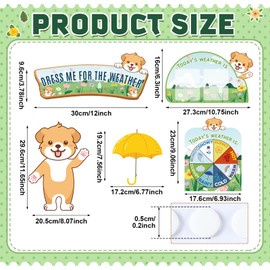 Gilprop 58 Pcs Weather Bulletin Board Set for Classroom 12 x 8 Inch Cute Animal Dress Weather Chart Seasonal Bulletin Board Cutout Decorations for School Preschool Homeschool Wall Decor(Dog)