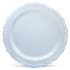 " OCCASIONS " 40 Plates Pack, Disposable Wedding Party Plastic Plates (10'' Dinner Plate, Verona in Blue)