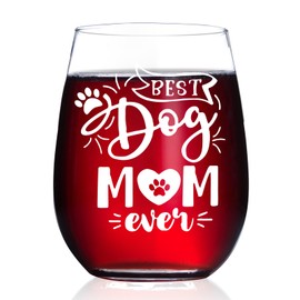 HAYOOU Dog Mom Gifts for Women Wine Glass,Best Dog Mom Ever Birthday,Christmas,Mother's Day Gifts for Dog Lover