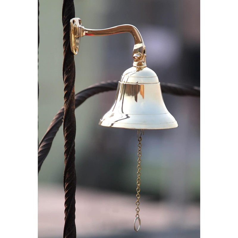 Handcrafted Trading Co Wall Mountable Nautical Brass Bell 4" Gold