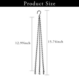 FIBOUND 3 Pack 40cm Heavy Hanging Basket Chains with 3 Points, Metal Replacement Chain for Hanging Baskets, Hanging Basket Tripod Chain, Metal Hanging Basket Chains, Replacement Metal Chain Holder