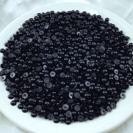 LIMAOLLY 3000pcs 5mm Flatback Half Pearls Round Crafts Beads for Jewelry Making DIY Scrapbook Shoes Clothes Cup Nail Art Decoration(Black)