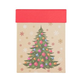 Idena 30508 30508 Gift Box with Lid Size 18 x 18 x 22 cm Brown and Red with Christmas Tree