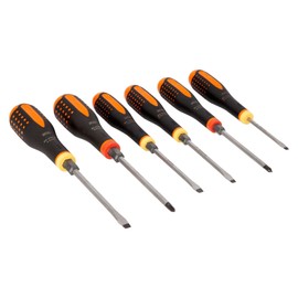 Bahco BE-9881TB"Ergo" Screwdriver Set with Through Blade Slotted/Phillips, Multi-Colour