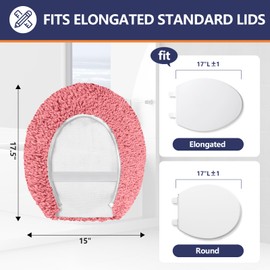 Baahrnom Luxury Soft Microfiber Toilet Lid Cover Machine Washable Solid Toilet Seat Cover 17.5" x 15" Adjustable Rubber Backing Fits Most 16-17.5" L x 14-16" W Round Oblong and Elongated Toilet Seat