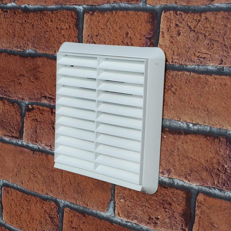 Kair White Louvred Wall Vent Grille 155mm External Dimension with