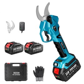 SEESII Electric Pruning Shears Cordless: 1.6" Cutting Diameter Power Pruner - 2 Pcs 4.0Ah Batteries, Brushless Motor, Extra SK5 Blade, 4 Modes Adjustable Branch Cutter for Tree Flower Trimming