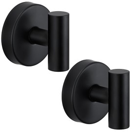 Fenas Suction Cup Hooks for Shower - Bathroom Reusable Hooks for Towels, Robes & Loofah - No-Drill Mounting on Kitchen,Walls,Metal,Glass,Mirrors,Tile & Smooth Non-Porous Surfaces (2, Matte Black)