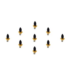Comet Busters Black Bindi With Gold Beads and Silver Stone (BIN893)