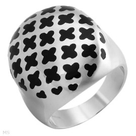 Unbranded Lovely Cocktail Women Ring in Black Enamel & 925 Sterling Silver Sizes 6,7