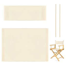 AHANDMAKER 1 Set Director Chair Canvas Replacement Cover, Casual Directors Chair Cover Kit Replacement Cover Canvas with Wood Stick for Director Chair (Round Stick), Cream-coloured 55x16.5cm+57x38.5cm
