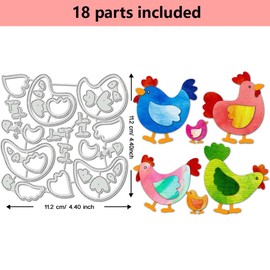 BENECREAT Heart Animal Love Chicken Metal Cutting Die, Hens and Chicks Die Cuts for Card Making, Poultry Cutting Dies Stencil for Scrapbooking DIY Album Decorative Paper Card Making