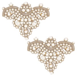 PH PandaHall 2 parches con apliques de perlas, apliques para coser para zapatos, vestido de novia, parches de perlas con diamantes de imitación para sombreros, pantalones, bolsos, accesorios de ropa