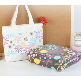 MOOFUN Fleece Throw Blanket with Canvas Tote Bag Gift Set- Lightweight Soft Cozy Fuzzy Fluffy Blankets Blanket for Couch Special Design Pattern 50 * 60 inches 300 GSM