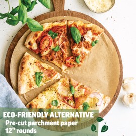 Zenlogy 12 Inch Parchment Paper Rounds (100 Sheets) - Unbleached, Pre-cut, High Heat, Round Liners - Fits 12 inch Round Cake Pans, Pizza Pans, and Air Fryer
