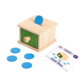 Montessori Wooden Coin Box with Drawer for Baby 18+ Months, Coin Sorter Fine Motor Toys for Kids, Motessori Classroom Learning & Educational Resources Toys Gifts