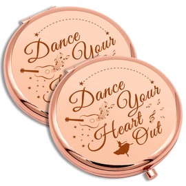 2 PCS Dancing Gift for Girls Encouragement Gifts Compact Makeup Mirror for Dance Teacher Dance Lover Gift for Women Motivational Gift Folding Makeup Mirror for Her Birthday Graduation Gifts