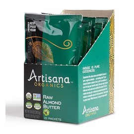 Artisana Organics paquetes de bocadillos de mantequilla de almendras crudas (10 unidades) | Sin azúcar añadido, sin aceite de palma, vegano, paleo y keto, sin OMG, bolsas de 1.2 onzas