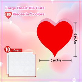 180 Pieces Heart Cutouts Paper Hearts Cut Outs Heart Shape Cards 6 Inches Valentine's Day Paper Cutouts for Love and Peace School Craft Valentine's Day Decor(red and Pink)