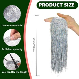 AUXHCYL 3000 Christmas Tinsel Strands,Silver Tinsel,Angel Hair Tinsel for Xmas Decor,Lametta for Holiday Christmas Tree Decorations