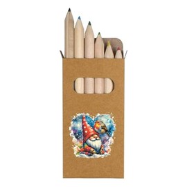 Azeeda 6 x 'Garden Gnome & Robin' Short 85mm Pencils/Coloured Pencil Set (PE00066196)