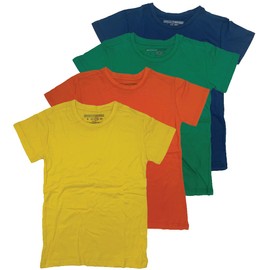 BROOKLYN VERTICAL Boys 4-Pack Short Sleeve Solid Color T-Shirts | Cotton Crew Neck Tagless Tees