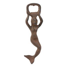 Ebros Rustic Vintage Heavy Duty Cast Iron Metal Nautical Coastal Goddess Siren Mermaid Soda Beer Bottle Cap Opener 7" High Mermaids Under The Sea Party Decor Accent (4)