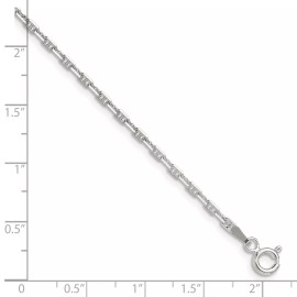 GlittersandGold Sterling Silver Polished and D/C 2mm Marine Link Chain Necklace