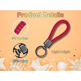 ‌Braided Leather Key Chain Set for Car Keys, 5 Pcs Woven Keychains Rings with 5 Color Options, Unisex Accessories for Women Men Kids