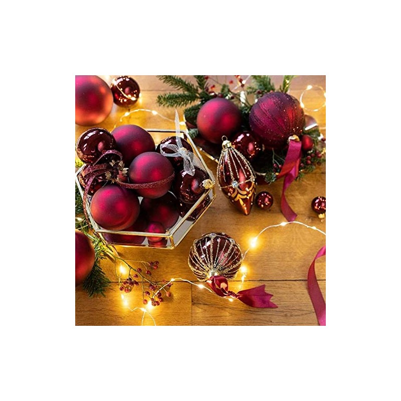 12 Christmas Tree Baubles, 60 mm Plastic Christmas Decoration Baubles