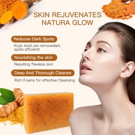 Turmeric Soap Bar, Turmeric Lemon Kojic Acid Soap Acne, Dark Spots, Hyperpigmentation Smooth Skin, Deep Cleansing Organic Handmade Soapbar, Refreshing Moisturizing Face Body Care