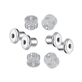 Extra Pairs Poke Free Earring Screw Back Replacements / 18K White Gold Vermeil Hypoallergenic Secure No Poke Threaded Screw On Earring Backs for Drooping Studs/CMD Earrings Only