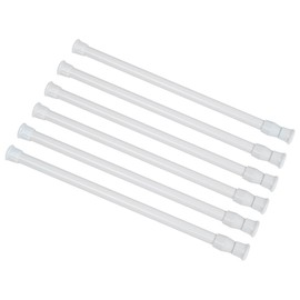 Cupboard Bars Tension Rods, 6 Pack Spring Loaded Curtain Rods 12 to 20 Inches Steel Adjustable Tension Curtain Rod Shower Rod Closet Rod Window Rods (White, 12-20 in-6 Pcs)