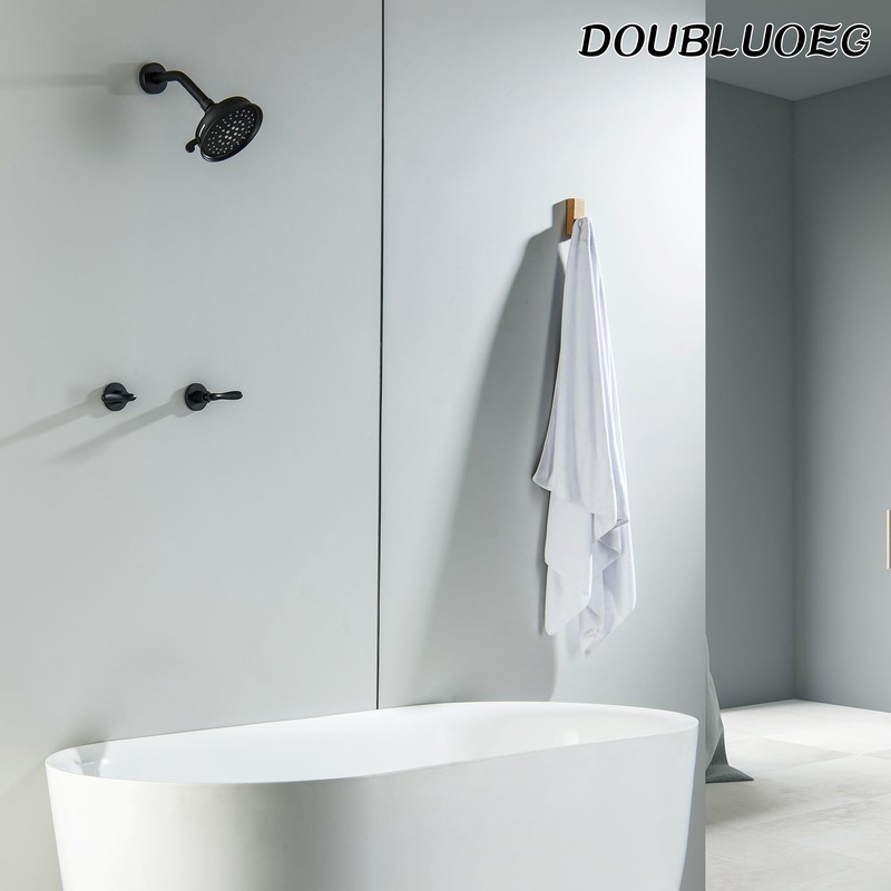 DOUBLUOEG 2 Handle Shower Faucet Set with 5 Setting Rainfall