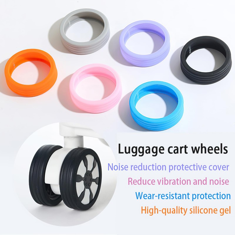 8PCS Luggage Caster Wheel Covers – Shock Absorbing & Noise-Reducing