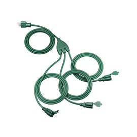 DEWENWILS 40 FT Total, Outdoor Extension Cord 1 to 3 Splitter for Christmas Lights, 3 Prong Outlets Plugs, Max 28ft End to End 16/3C SJTW Weatherproof Wire for Outdoor String Lights, ETL Listed