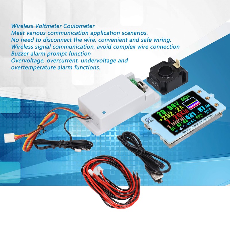 Wireless Voltmeter Coulometer Battery Monitor Temp Power Capacity Meter with