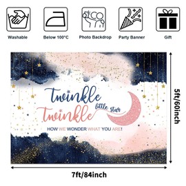 Avezano Navy Blue Blush Pink Gender Reveal Backdrop Twinkle Twinkle Little Star Party Decorations Photography Background Rose Gold and Navy Pregnancy Reveal Surprise Party Photoshoot (7x5ft)