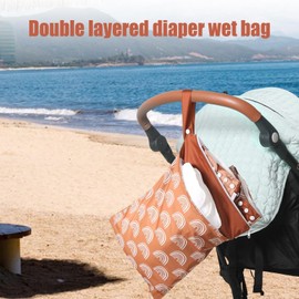 Wet Dry Bag | Waterproof Wet Dry Bags for Swimsuits with 2 Zippered Pockets - Reusable Washable Swim Yoga Gym Bag Portable Dirty Clothes Travel Bag for Beach Pool