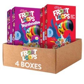 Kellogg’s Froot Loops Breakfast Cereal, Kids Cereal, Family Breakfast, Variety Pack (4 Boxes)