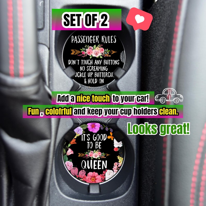UpnowPro Funny Car Coasters for Cup Holders - 2 Pack,