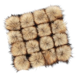 MAGICLULU 16pcs Faux Fur Pom Pom Balls with Elastic Loop Artificial Fluffy Pom Pom for Scarves Hats Gloves Bags Accessories (Brown 8cm)